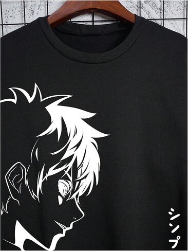 Men's Figure Graphic Y2k Sweatshirts Goth Long Sleeve Crew Neck Oversized Casual Pullover Top in Saudi Arabia
