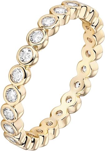 PAVOI 14K Gold Plated Rings Cubic Zirconia Love Ring | 2.8mm Stackable Rings for Women | Gold Rings for Women in Kuwait