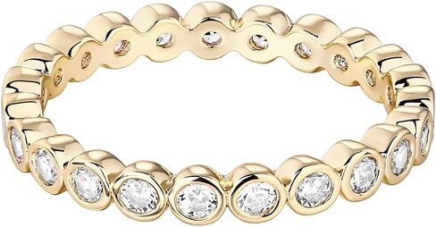PAVOI 14K Gold Plated Rings Cubic Zirconia Love Ring | 2.8mm Stackable Rings for Women | Gold Rings for Women in Kuwait