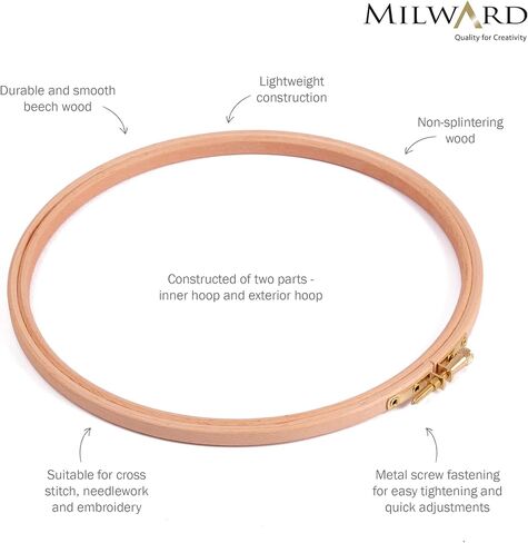 7"/17cm Diametre Wooden Embroidery Hoop with Metal Screw Fastening, Wood, No Colour, 18x18x1 cm in Saudi Arabia