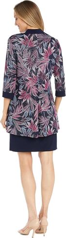R&M Richards 2PC Floral Printed Jacket W/Solid Tank & Detachable Necklace in Kuwait