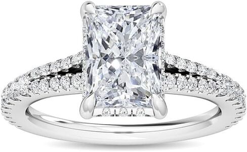 1-5 Carat (ctw) White Gold Radiant,Round Cut LAB GROWN Diamond Hidden Halo Engagement Ring (Color E-F Clarity VS2-SI1) in Saudi Arabia