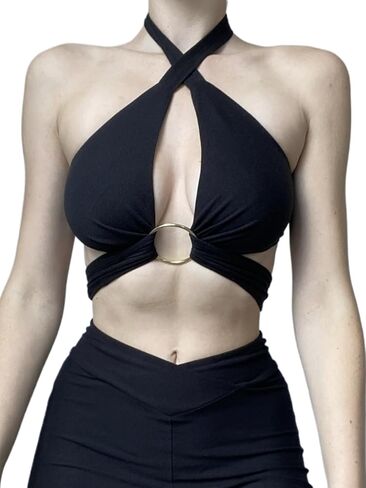 ALCEA ROSEA Sexy Satin Crop Tops for Women Sleeveless Deep V Neck Cami Tank Top Chic Slim Fitted Cropped Camisole in Saudi Arabia