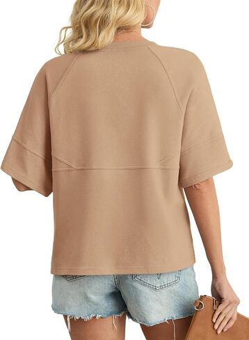 Feiersi Women Cotton T-Shirts Summer Crewneck Pullover Short Sleeve Tops Basic Tops Tees Blouses in Saudi Arabia