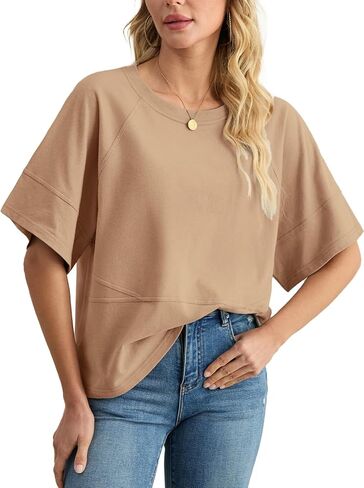 Feiersi Women Cotton T-Shirts Summer Crewneck Pullover Short Sleeve Tops Basic Tops Tees Blouses in Saudi Arabia