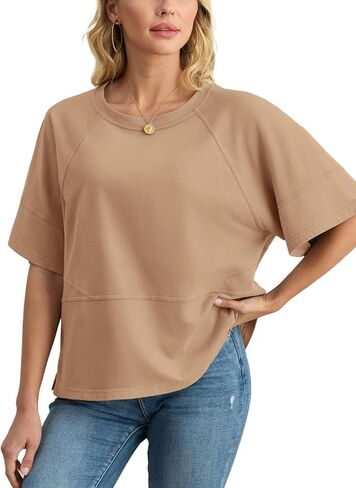 Feiersi Women Cotton T-Shirts Summer Crewneck Pullover Short Sleeve Tops Basic Tops Tees Blouses in Saudi Arabia