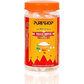 Pure Camphor | Indian Kapoor for Aroma, Home Use, Puja & Incense | 100g (3.5oz) Jar | Odor Eliminator