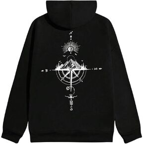Men's Drawstring Graphic Hoodie Pullover Aesthetic Long Sleeve Y2k Hooded Sweatshirts Streetwear