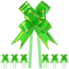 200-Pack Ribbon Pull Bows, 3.74 Inch / 9.5cm Plastic Gold Edge Ribbon Bows for Gift Wrapping/Wedding/Flowers/Baskets Decorations, Satin Pull Bows [Light Green Gift Bow] in Kuwait