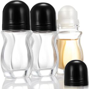 Tioncy 3 Pcs 30ml Empty Glass Roller Bottles Deodorant Roll on Bottles Containers with Plastic Roller Ball Massage Leakproof Refillable Roller Ball Applicator with Cap for Cosmetics Essential Oils