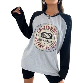 SOLY HUX Long Sleeve Shirts for Women Oversized Graphic Tees Cute Tops for Teen Girls Y2K Fall Fashion 2024 Tops