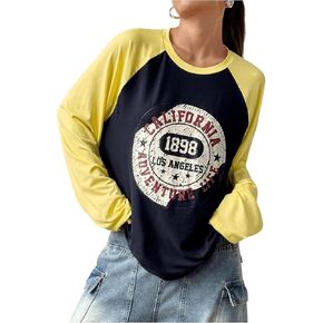 SOLY HUX Long Sleeve Shirts for Women Oversized Graphic Tees Cute Tops for Teen Girls Y2K Fall Fashion 2024 Tops