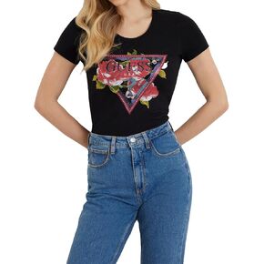 GUESS Women's Eco Roses Triangle Tee