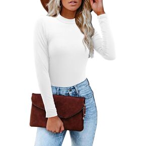Amoretu Womens Mock Turtleneck Tops Long Sleeve Fitted Shirt Business Casual Work Blouses