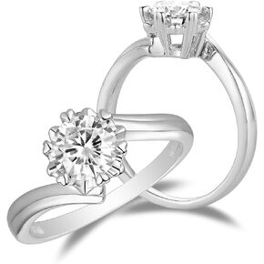 DovEggs Moissanite Engagement Rings for Women 14K Gold QUALITY 1ct 6.5mm G-H-I Color Heart Arrows Cut Moissanite Engagement Ring Heat Prongs Anniversary Ring