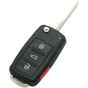 SEGADEN Replacement Key Shell Compatible with VOLKSWAGEN VW PASSAT 4 Button Keyless Entry Remote Flip Key Case Fob 3+1 BTN SS826C