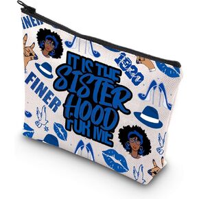 WCGXKO Sorority Gift 1920 Finer Woman Royal Blue & White Zipper Pouch Makeup Bag (FOR ME 1920 1)