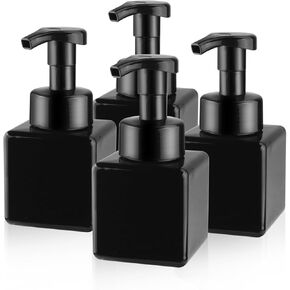 4PCS 250ml/8.3oz Black Plastic Foam Bottles,Empty Liquid Soap Dispenser,Refillable Mousse Bottles for Shampoo Shower Gel Hand Soap Foaming