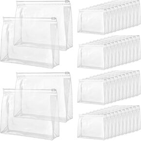 cobee 50 Pcs Clear Makeup Bags, Mini Cosmetic Organizer Small Transparent Zipper Pouch PVC Waterproof Travel Pouches Bulk 7.9x5.9x2 In for Travel Toiletry