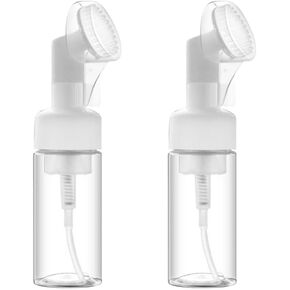 2 Pcs Empty Foaming Bottles Mousse Foam Bottles Facial Cleanser Foam Bottles Clear Foam Pump Bottles with Brush Head 100ml