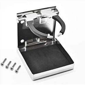 Marine City Stainless Steel Adjustable Arms Folding Drink Cup Holder 2-5/8 Inches to 3-1/2 Inches for Marines – Boats – Ships – Yachts (Pack of 1) (Large)