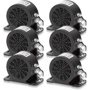 MIRKOO Backup Alarm 110dB 12V-80V DC Waterproof Industrial Heavy-Duty Backup Reverse Warning Alarm Super Loud Beeper for Truck Van Freight Car Lorry Heavy Vehicles (Self-Grounding Metal Sheet-6PC)