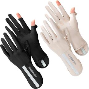 Yahenda 2 Pairs Women UV Sun Protection Gloves Driving Gloves Full Finger Touchscreen Gloves UPF 50+ Sun Gloves for Outdoor Sports Cycling Fishing