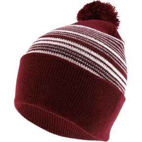 Trendy Apparel Shop Multi Color Striped Pom Pom Winter Beanie Hat