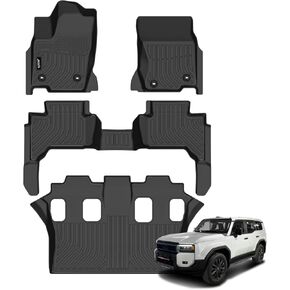 Jenofa-Floor Mats for 2025 Toyota Landcruiser 250 Floor Liner Waterproof All Weather Mats Durable TPE Rubber Car Mat Custom Fit Cruiser Accessories Black