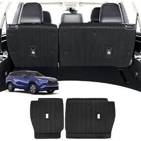 KMF Floor Mats Replacement for Toyota Highlander 7 Seats Accessories 2020-2024, Double Cab Front&Rear 2-Row Custom Fit for Toyota Highlander Accessories 2025 All Weather Liners TPE Waterproof