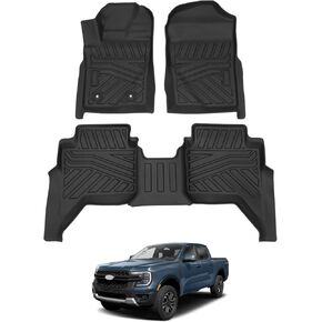 Cartist Floor Mats Compatible with 2024 2025 Ford Ranger All Weather Floor Mat Heavy Duty Carpet Protection