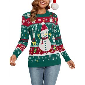 Ugly Christmas Sweaters for Women 2024 Funny Christmas Sweater Long Sleeve Santa Holiday Sweaters Kint Pullover