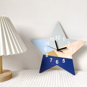 Lmbabter Star Shape Wall Clock Silent Wall Decor for Home Kitchen Kids Room Living Room(Not Include Battery)