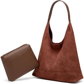 Large Suede Shoulder Bags for Women Retro Faux Leather Tote Purse Slouchy Handbag Top Handle Satchels