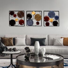 HAVFIFK 4 Pack Green Abstract Metal Wall Art, Minimalist Décor Rounded Art Wall Décor, 3D Textured Metal Wall Sculptures, Wall Art Decor for Living Room Bedroom Bathroom Study Room