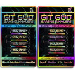 GIT GUD Refreshing Aroma Stick (8 Pack) Powerful Aromatherapy | Essential Oil Peppermint Mint Blend | Big Boom Combo 1 (Includes Variety 1 + 2)