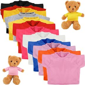 12 Pack Sublimation Blank Bear Clothes Stuffed Bear Toy White Clothing Include 6 Pcs Blank Shirt and 6 Pcs Blank Hoodie Bear Tee Shirt Doll T Shirts for 14-18 Inch Stuffed Bears Dolls DIY