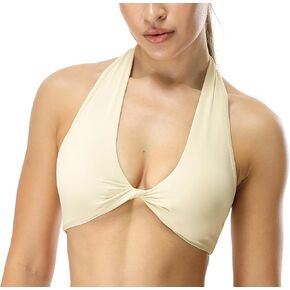 icyzone Women's Halter Sports Bras - Padded Backless Twist Front Workout Yoga Bras Low Impact