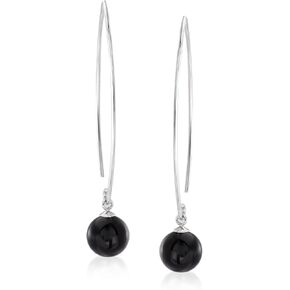 Ross-Simons Black Onyx Threader Drop Earrings in Sterling Silver