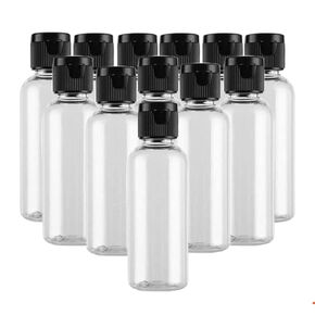 30PCS 15ml 0.51oz Empty Reusable Clear Plastic Sample Bottle With Black Flip Cap Travel Vial Jar Pot Container For Cosmetic Case Emollient Water Liquid Shower Gel Face Cream Emulsion Hand Lotion
