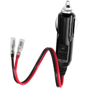 12V Replacement Cigarette Lighter Male Plug with Leads & LED Light - 16AWG Car Male Cigarette Lighter Socket Connector Cigar Plugs Power Adapter DC Battery Charger Kit 15A Fuse Heavy Duty Cord (1PC)