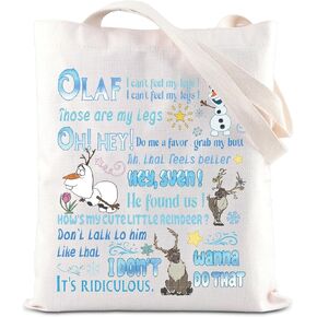 ENSIANTH Olaf Snowman Tote Bag Snow Movie Merch Magic Kingdom Gift Family Holiday Trip Shoulder Bag Snowman Lover Gift