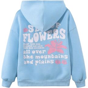 SOLY HUX Girl's Graphic Hoodies Letter Floral Print Long Sleeve Hooded Sweatshirt Pullover Tops