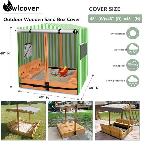 Kids Wood Sandbox Cover,Waterproof Anti-UV Cover Suitable for with Canopy and Foldable Bench Seats Sand Boxes.Cover Only(48" W x 48" D x 48" H) in Saudi Arabia