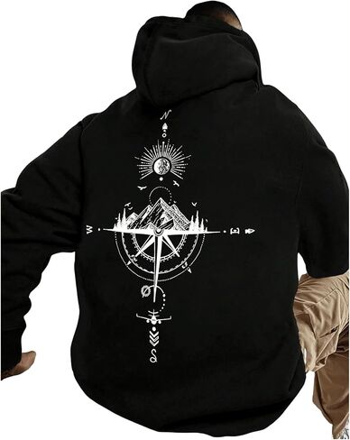 Men's Drawstring Graphic Hoodie Pullover Aesthetic Long Sleeve Y2k Hooded Sweatshirts Streetwear in Saudi Arabia