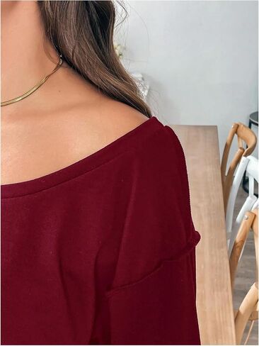 SOLY HUX Women's Plus Size Off The Shoulder Tops Long Sleeve Shirts Oversized Pullover Tee Tops in Kuwait