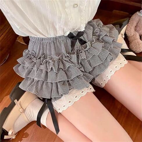 سراويل نسائية Y2k لوليتا بلومرز مكشكشة مكشكشة ذات طبقات على شكل يقطين سراويل قصيرة للحفلات in Kuwait