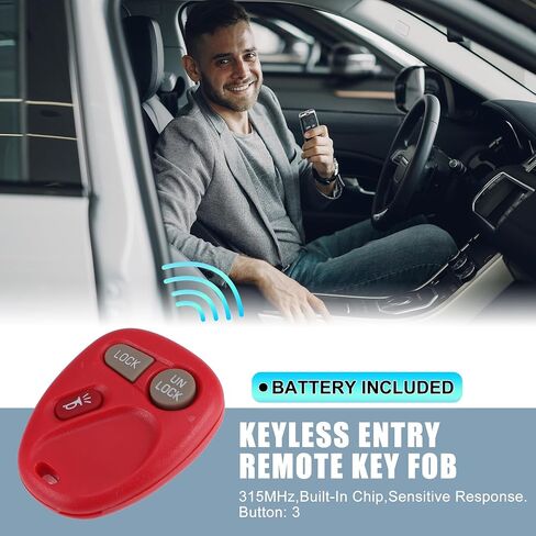 X AUTOHAUX 315MHz KOBLEAR1XT Replacement Keyless Entry Remote Key Fob for Chevrolet Silverado for GMC Sierra 1500 2500 3500 2001-2002 for Chevy Suburban 1500 2500 2001-2002 3 Buttons Key Red in Kuwait