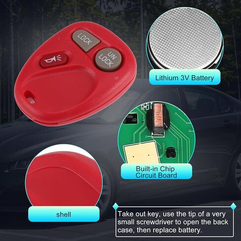 X AUTOHAUX 315MHz KOBLEAR1XT Replacement Keyless Entry Remote Key Fob for Chevrolet Silverado for GMC Sierra 1500 2500 3500 2001-2002 for Chevy Suburban 1500 2500 2001-2002 3 Buttons Key Red in Kuwait