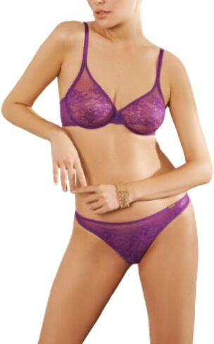 Gossard Women's Glossies Lace Sheer Bra, Purple (Ultra Violet), 34E in Saudi Arabia